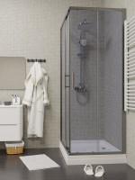 Душевой уголок Parly QZ71S N 100х70 см, с поддоном, профиль глянцевый хром, стекло тонированное