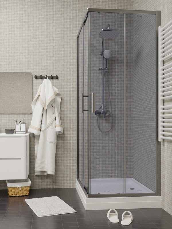 Душевой уголок Parly QZ71S N 100х70 см, с поддоном, профиль глянцевый хром, стекло тонированное