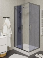 Душевой уголок Parly QZ71S N 100х70 см, с поддоном, профиль глянцевый хром, стекло тонированное