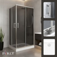 Душевой уголок Parly QZ71S N 100х70 см, с поддоном, профиль глянцевый хром, стекло тонированное
