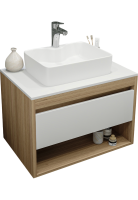 Тумба с раковиной Teymi Ritta 75 дуб эврика, матовая белая, раковина Helmi S 48
