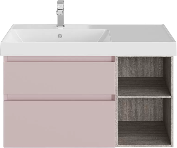 Тумба под раковину KERAMA MARAZZI Cubo 90 левая, мальва матовая-древесная