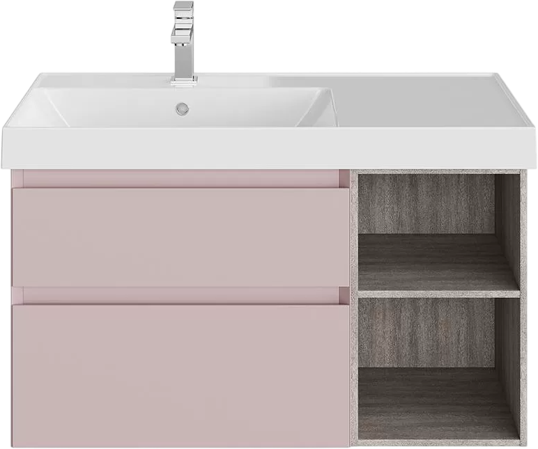 Тумба под раковину KERAMA MARAZZI Cubo 90 левая, мальва матовая-древесная