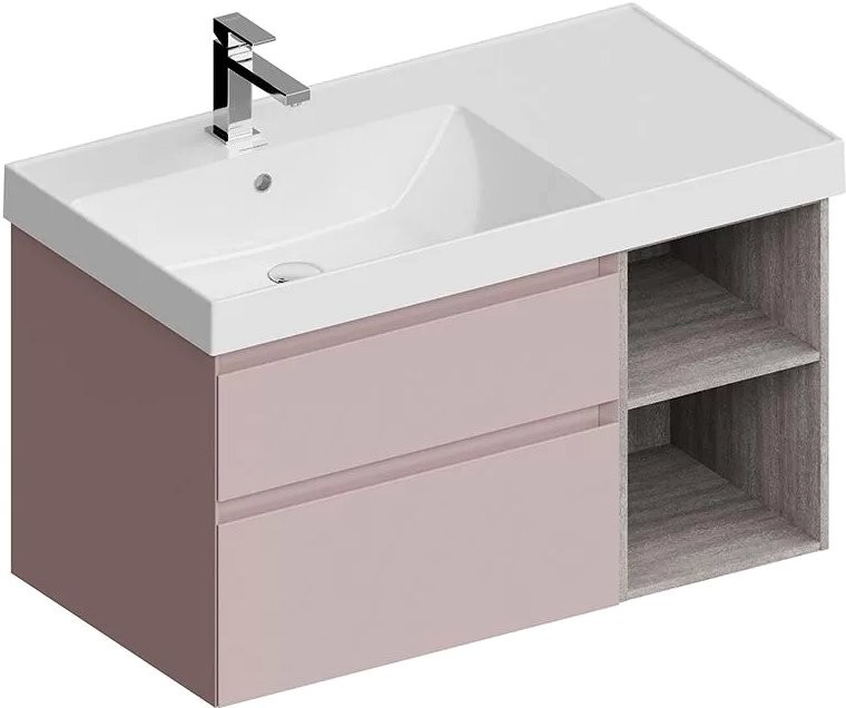 Тумба под раковину KERAMA MARAZZI Cubo 90 левая, мальва матовая-древесная