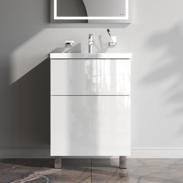 Тумба с раковиной AM.PM Gem 60 белый глянец, с 2 ящиками