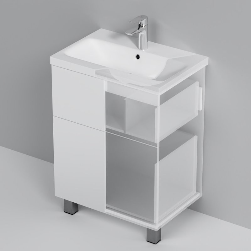 Тумба с раковиной AM.PM Gem 60 белый глянец, с 2 ящиками