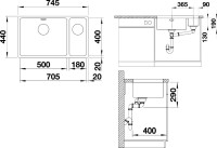 Комплект Мойка Blanco Andano 500/180-U R + Смеситель Ambis-S 523119