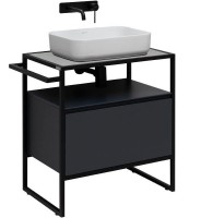 Тумба с раковиной Allen Brau Priority 70 напольная, антрацит матовый, столешница серый структ