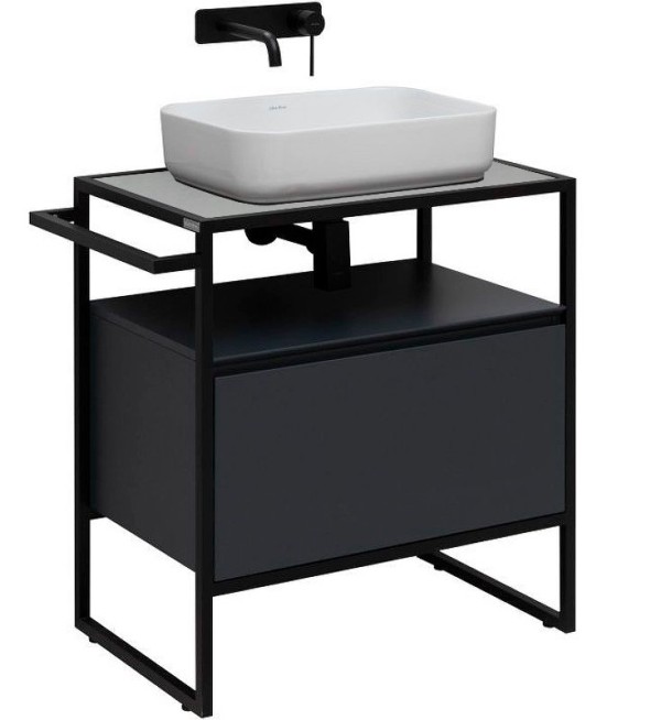 Тумба с раковиной Allen Brau Priority 70 напольная, антрацит матовый, столешница серый структ