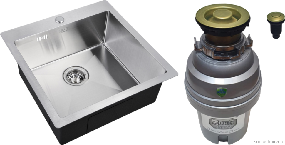 Комплект Мойка Zorg Inox R 5151 + Измельчитель ZR-75 D BRONZE