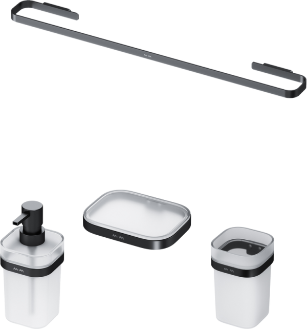 Стакан AM.PM Func A8F34322 черный + Мыльница AM.PM Func A8F34222 черная + Дозатор AM.PM Func A8F36922 черный + Полотенцедержатель AM.PM Func A8F346422 черный