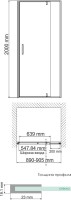 Душевая дверь в нишу Wasserkraft Elbe 74P04