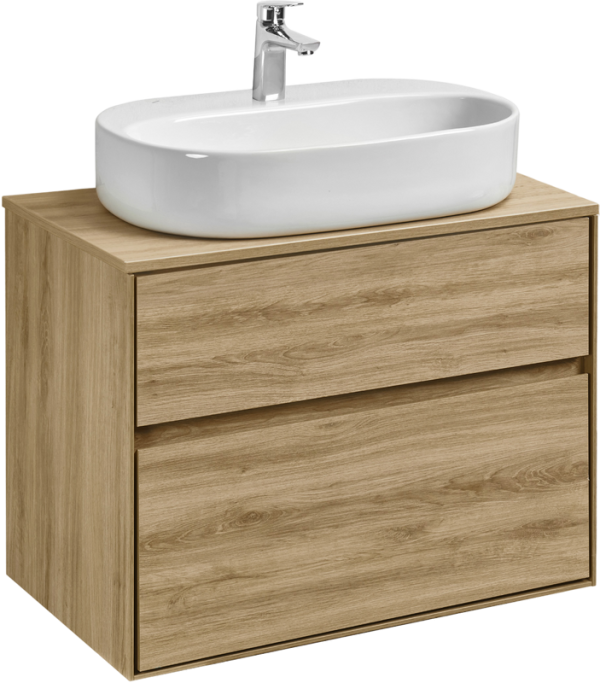 Тумба с раковиной AQUATON Либерти 75 со столешницей дуб эльвезия, раковина Одри 62