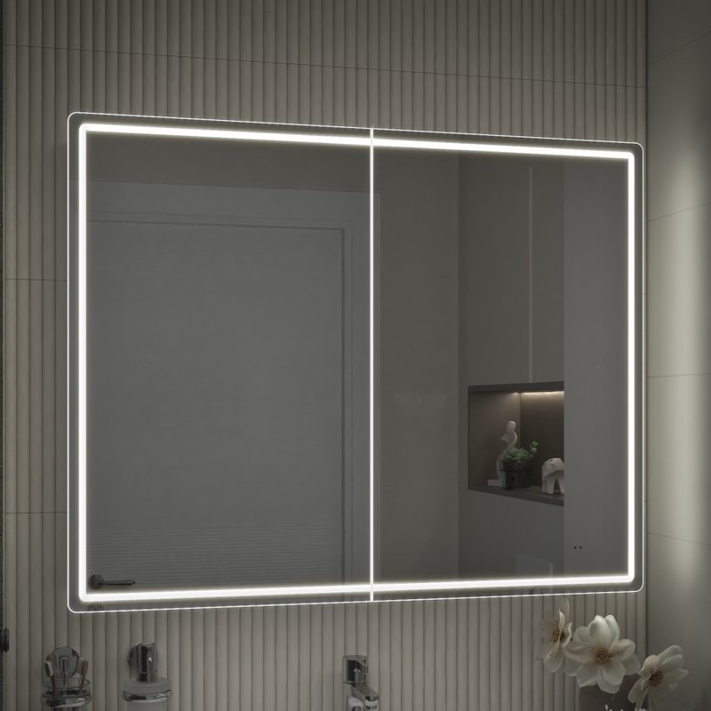 Зеркало-шкаф Vigo Geometry Comfort 100 с подсветкой и антизапотевателем, белый