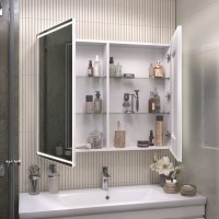 Зеркало-шкаф Vigo Geometry Comfort 100 с подсветкой и антизапотевателем, белый