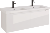 Тумба с раковиной Dreja W 125 двойная белый глянец Тумба с раковиной Dreja W 125 двойная белый глянец