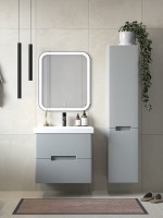 Мебель для ванной комнаты SanStar Ориана 60 подвесная, серая, раковина Cersanit Moduo 60