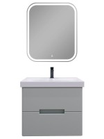 Мебель для ванной комнаты SanStar Ориана 60 подвесная, серая, раковина Cersanit Moduo 60
