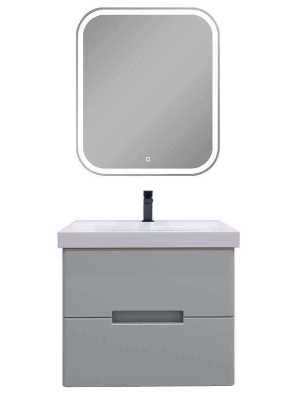 Мебель для ванной комнаты SanStar Ориана 60 подвесная, серая, раковина Cersanit Moduo 60