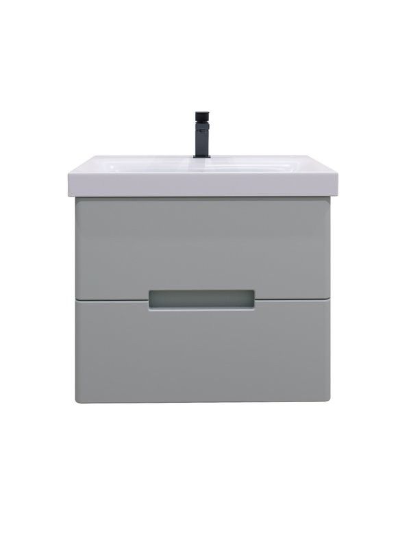 Мебель для ванной комнаты SanStar Ориана 60 подвесная, серая, раковина Cersanit Moduo 60