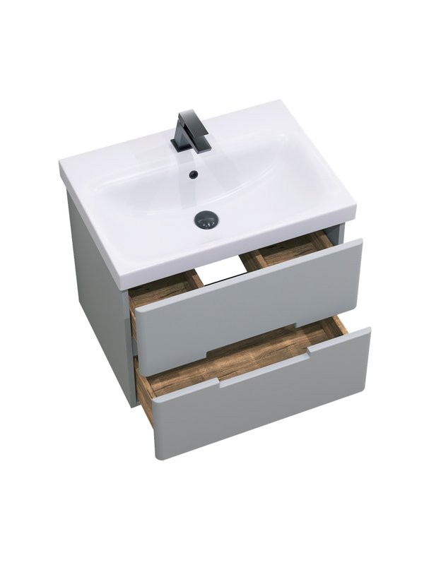 Мебель для ванной комнаты SanStar Ориана 60 подвесная, серая, раковина Cersanit Moduo 60