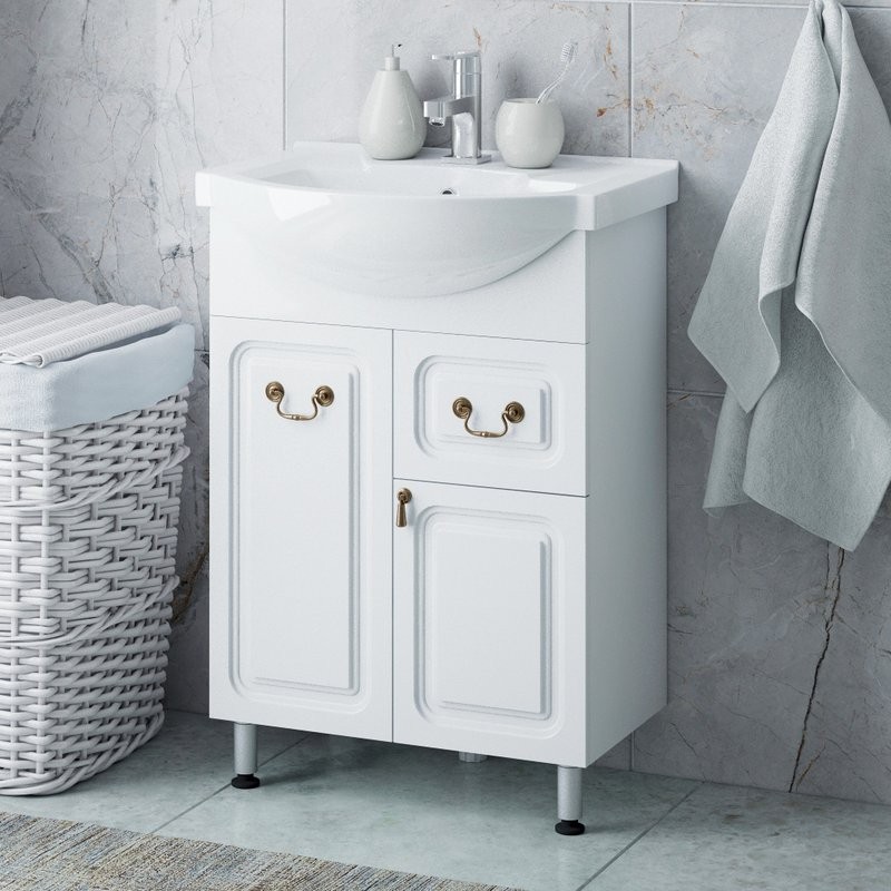 Тумба с раковиной Corozo Элегия ретро 60, напольная, бронза