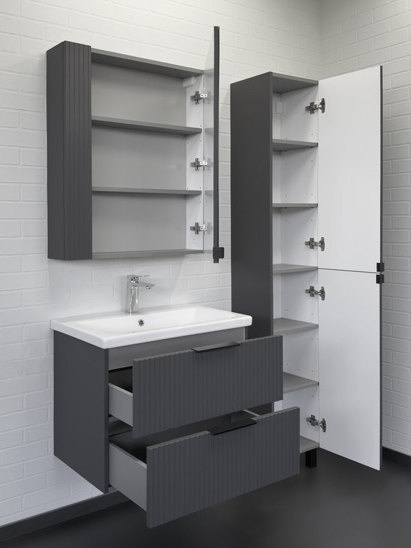 Мебель для ванной комнаты Comforty Лима 70П2 подвесная, антрацит