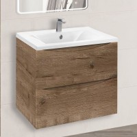 Тумба под раковину без столешницы Vincea Mia 60 подвесная, дуб винтаж, раковина VCB-3M600W