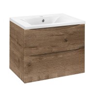 Тумба под раковину без столешницы Vincea Mia 60 подвесная, дуб винтаж, раковина VCB-3M600W