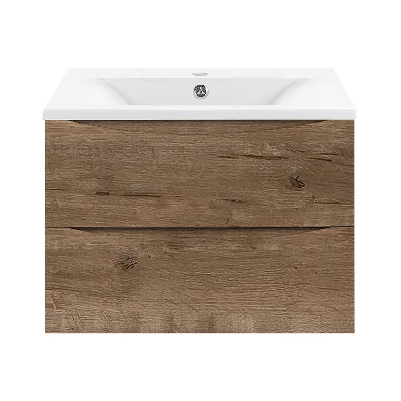 Тумба под раковину без столешницы Vincea Mia 60 подвесная, дуб винтаж, раковина VCB-3M600W