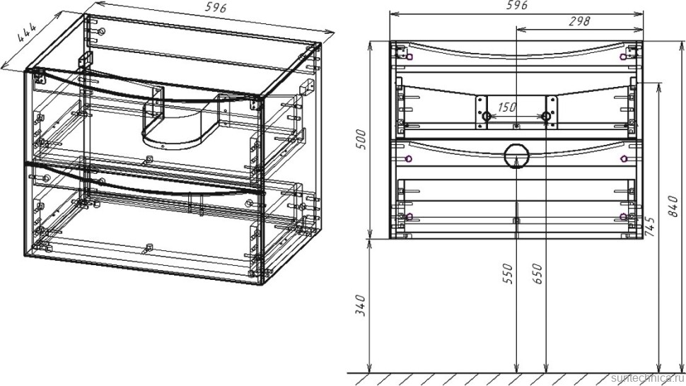 Тумба под раковину без столешницы Vincea Mia 60 подвесная, дуб винтаж, раковина VCB-3M600W