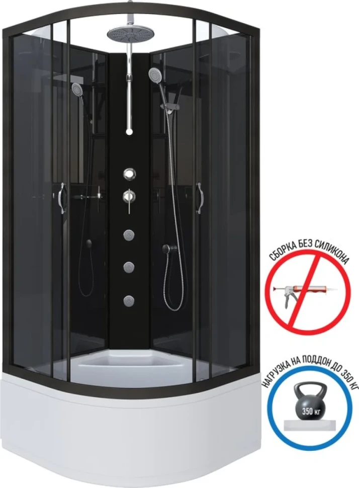 Душевая кабина Niagara Classic NG-6508-14BKTG 90x90 см, без крыши, с гидромассажем и тропическим душем