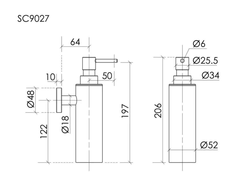 Дозатор для жидкого мыла Sancos Base SC9027MB настенный, черный
