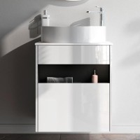 Тумба с раковиной AM.PM Func 60 белый глянец, со столешницей, раковина M8FWCC20550WG