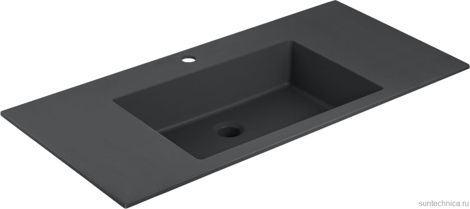 Тумба с раковиной Vincea Chiara 2D 100, 2 ящика, темный дуб, с черной раковиной