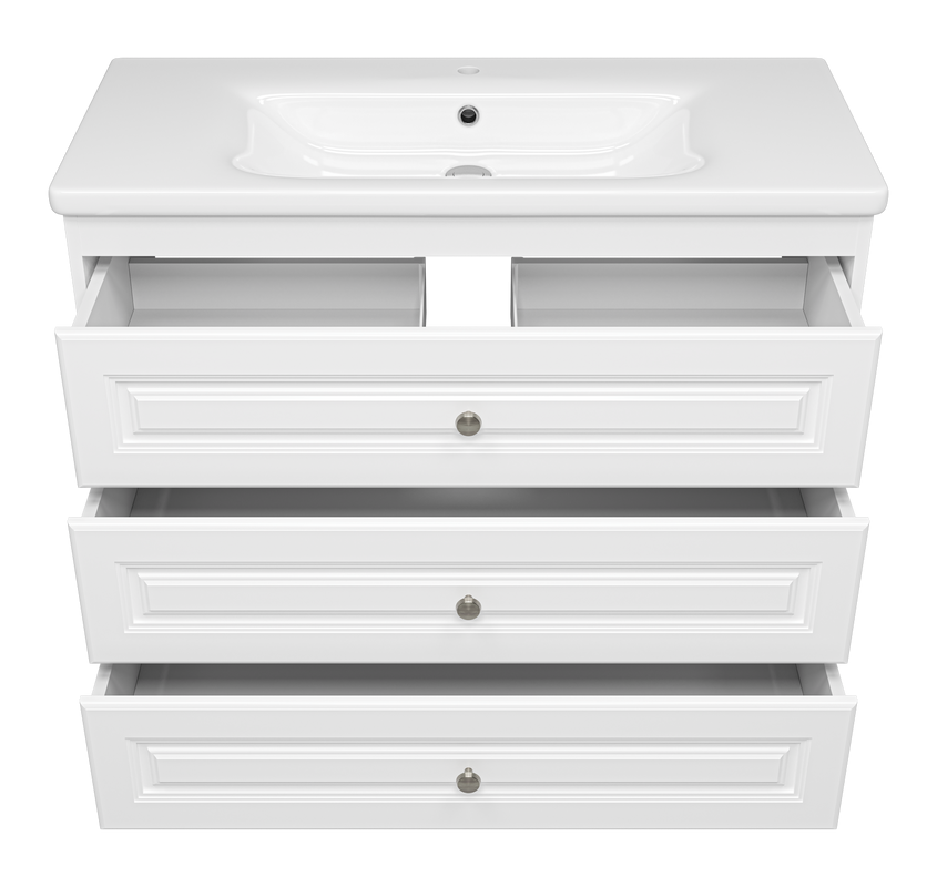 Тумба под раковину без столешницы Misty Ларго 100 напольная, матовая белая