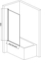 Шторка на ванну AQUAme AQM2859-L 80х140, профиль черный матовый
