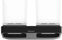 Стакан для ванной Ravak 10° TD 220.20 настенный, черный, стеклянный, двойной