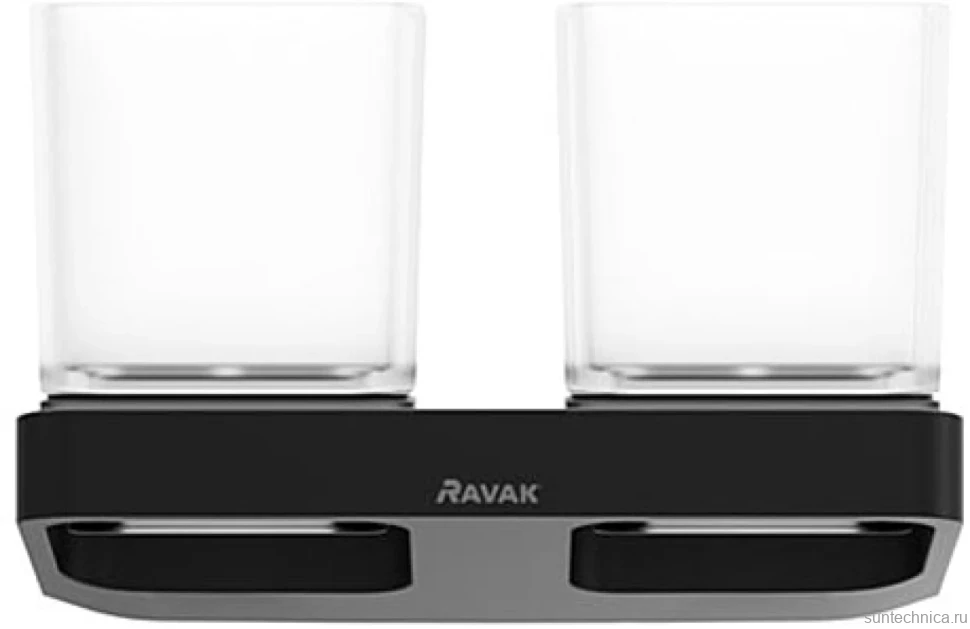 Стакан для ванной Ravak 10° TD 220.20 настенный, черный, стеклянный, двойной