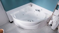Акриловая ванна 1MarKa Luxe 155x155 см, угловая, пристенная, белая, четверть круга, с каркасом, с сиденьем