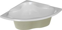 Акриловая ванна 1MarKa Luxe 155x155 см, угловая, пристенная, белая, четверть круга, с каркасом, с сиденьем