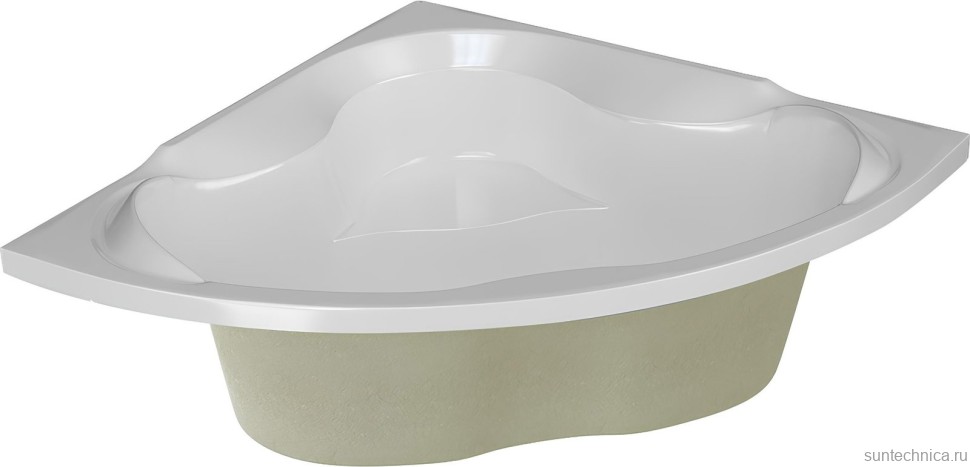 Акриловая ванна 1MarKa Luxe 155x155 см, угловая, пристенная, белая, четверть круга, с каркасом, с сиденьем