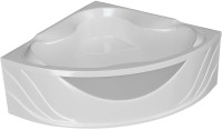Акриловая ванна 1MarKa Luxe 155x155 см, угловая, пристенная, белая, четверть круга, с каркасом, с сиденьем