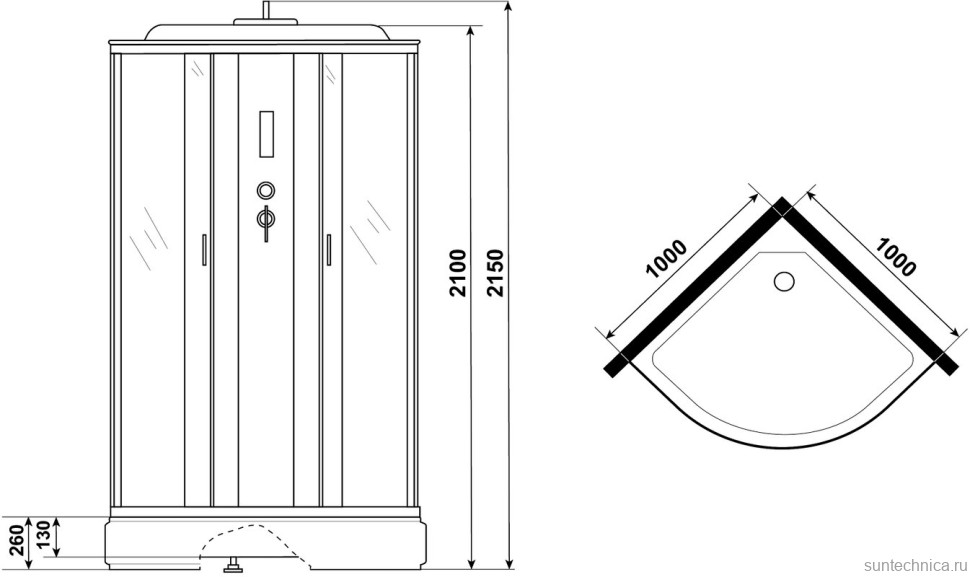 Душевая кабина Niagara Classic NG-3502-14P 100х100 см, с пультом управления и FM-радио