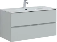 Мебель для ванной комнаты Aquanet Алвита 100 подвесная, серая, 2 ящика