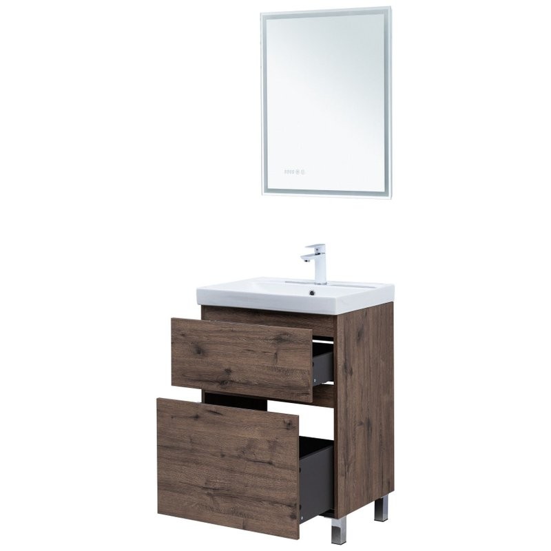 Тумба под раковину Aquanet Алвита New 60 напольная, дуб веллингтон табак