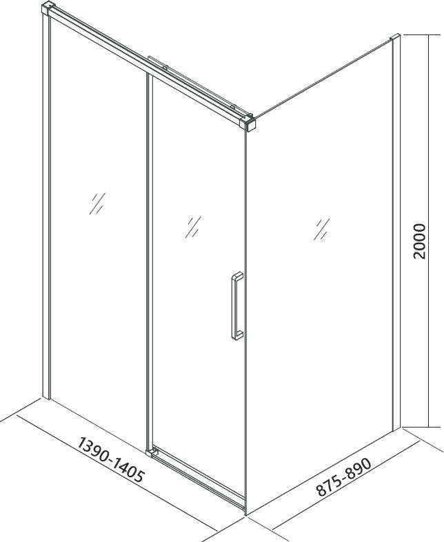 Душевой уголок Veconi Premium Trento PTC-SP-40B 140x90, профиль черный матовый, стекло прозрачное