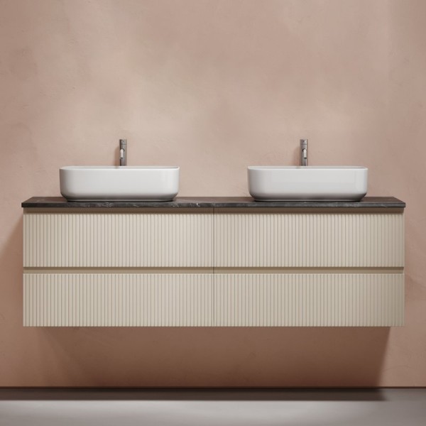 Тумба с раковиной Sancos Snob T 160 beige soft, столешница черный мрамор TT160A1X, раковина CN5043