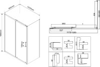 Душевой уголок Vincea City VSR-5CT9012MT 120х90 см, профиль хром, стекло текстурное
