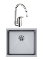 Комплект Мойка Paulmark Gerberg PM254844-BS брашированная нержавеющая сталь + Смеситель Grohe Euroeco